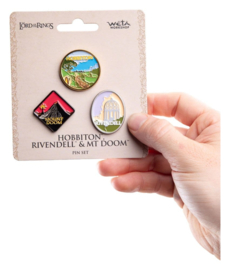 (Pre-order) The Lord of the Rings Trilogy Pin Set Hobbiton, Rivendell & Mount Doom
