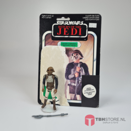 Vintage Star Wars ROTJ Cardback Lando Calrissian Skiff Guard 65 back Clipper black wrap met compleet figuur