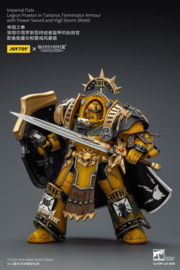 (Pre-order) Warhammer Imperial Fists Action Figure Legion Praetor in Tartaros Terminator Armourwith Power Sword and Vigil Storm Shield 14 cm