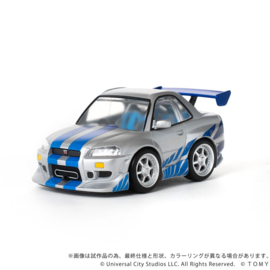 (Pre-order) Fast & Furious Q-Village Vehicle with mini-figure Nissan Skyline GT-R (R34) 9 cm