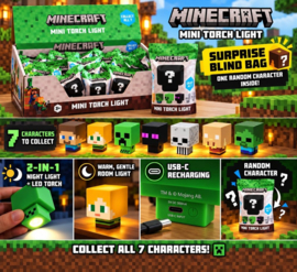 (Pre-order) Minecraft Mini Torch Night Light Blind Box Display (20)
