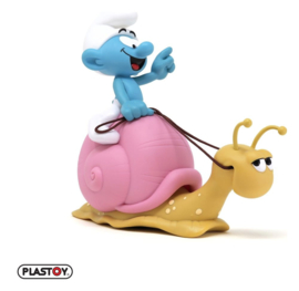 (Pre-order) The Smurfs: Money Box Smurf on a Snail's Back 19 cm