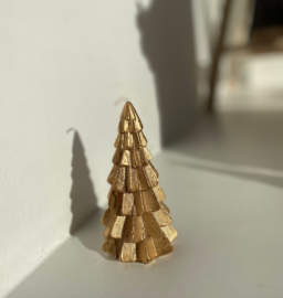 Kerstboom kaars goud 12cm