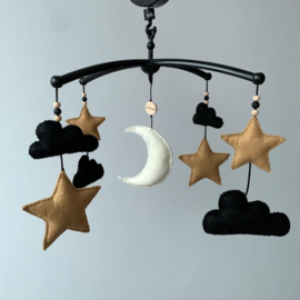 Boxmobiel wolk/ster/maan (zwart/beige/creme)