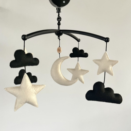 Boxmobiel wolk/ster/maan (zwart/creme)