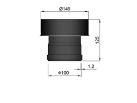 Pelletkachel  verloop EW 100 naar 150 mm