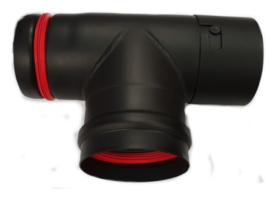 Pelletkachel Ø80mm - T-stuk met dop F/M -Kamin