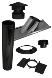 Blokhutknaller: Complete set 150 mm schuin pannendak doorvoer - zwart
