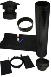 Blokhutknaller: Complete set 150 mm schuin dak EPDM doorvoer - zwart