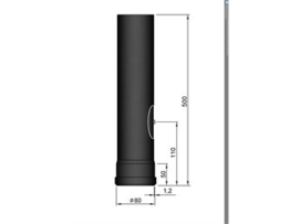 Pelletkachel pijp 50 cm met luik ∅ 80mm