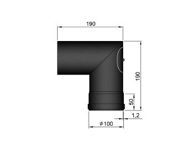 Pelletkachel bocht 90°  met luik haaks ∅ 100mm