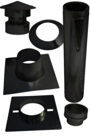 Complete set DW80/130 mm voor platdak bitumen zwart