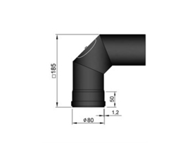 Ø80mm Pelletkachel bocht 90º met luik