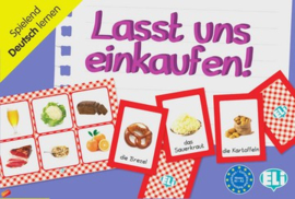 Lasst uns einkaufen! 66 Spielkarten 36 Einkaufslisten met Bingo-Bildern auf der Rückseite Anleitung