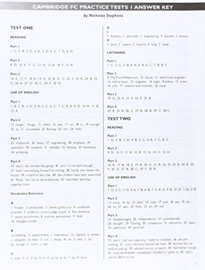 Cambridge FCE Practice Tests 1 Key Booklet