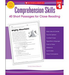 Comprehension Skills: 40 Short Passages for Close Reading: Grade 4