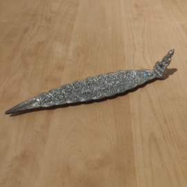Metalen wierookhouder: Lange blaadje met Boeddha - 30 cm