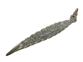 Metalen wierookhouder: Lange blaadje met Boeddha - 30 cm