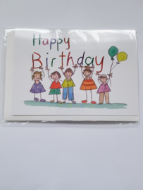 Kaart, blanco van binnen, incl. enveloppe, "happy Birthday"