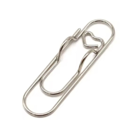 Paperclip met penhouder hartje zilver