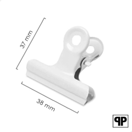 Bulldog clip wit 38 mm