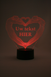 Man & vrouw hart met eigen tekst led lamp