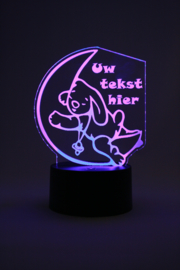 Slapend konijntje met eigen tekst led lamp