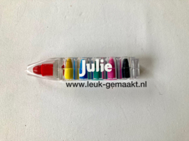 Waskrijtjes in houder met naam