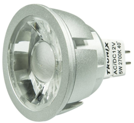 LED MR-16 Zilver 5 Watt COB 2700K 40°