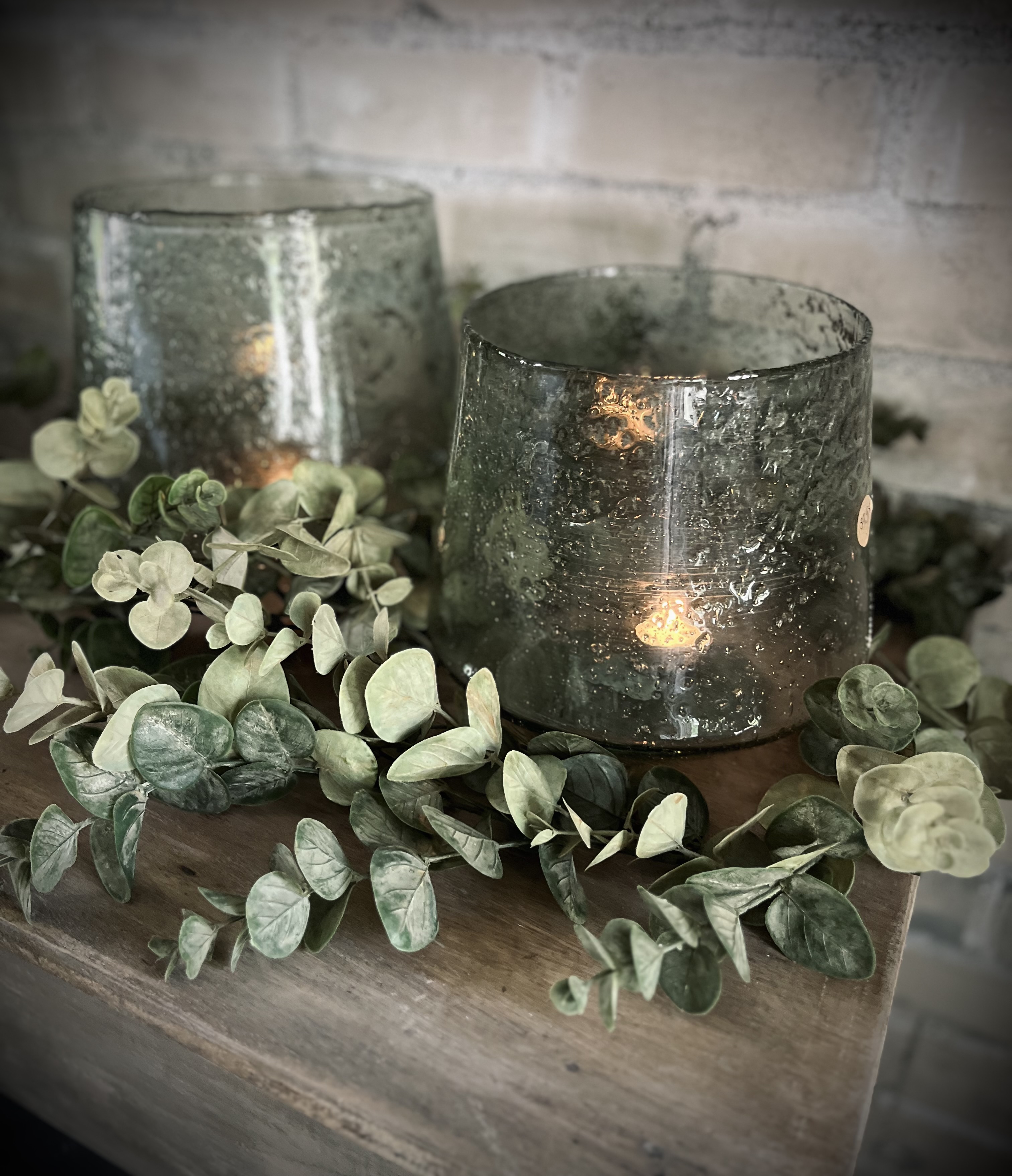 Windlicht bubbelglas transparant S