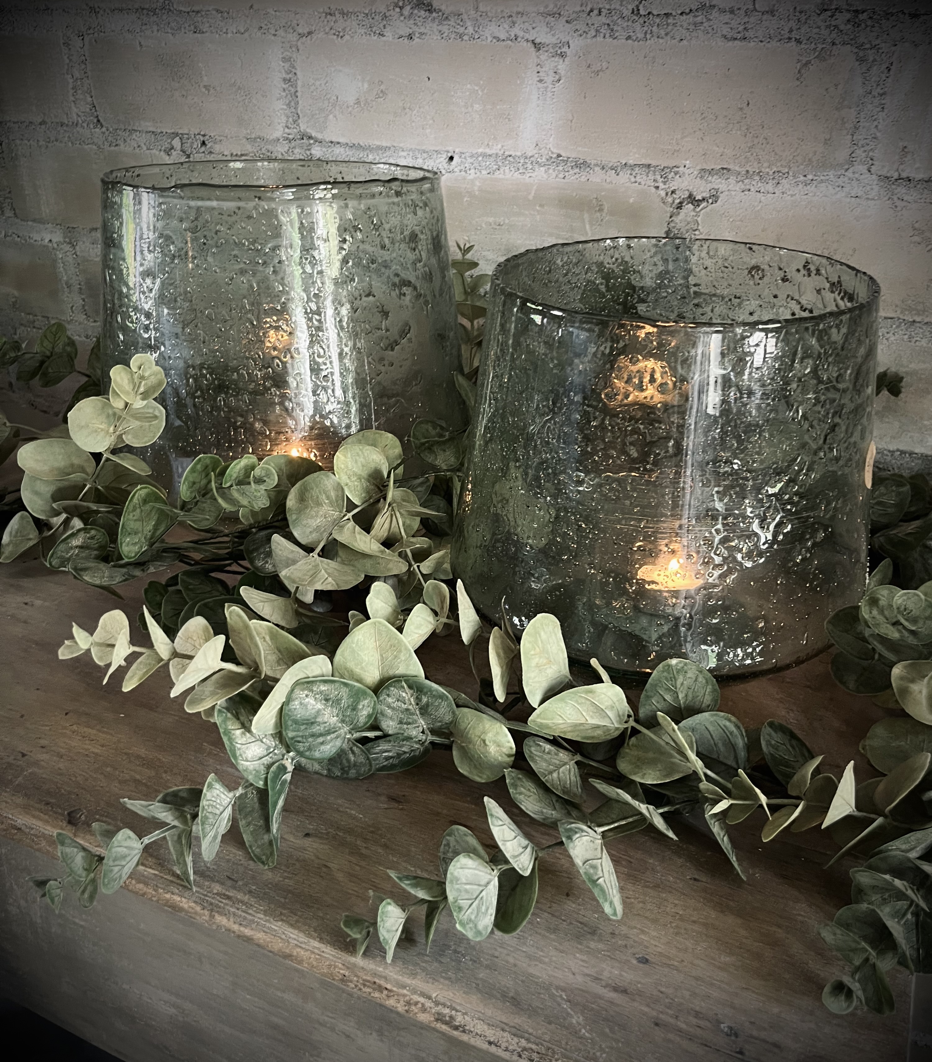 Windlicht bubbelglas transparant S