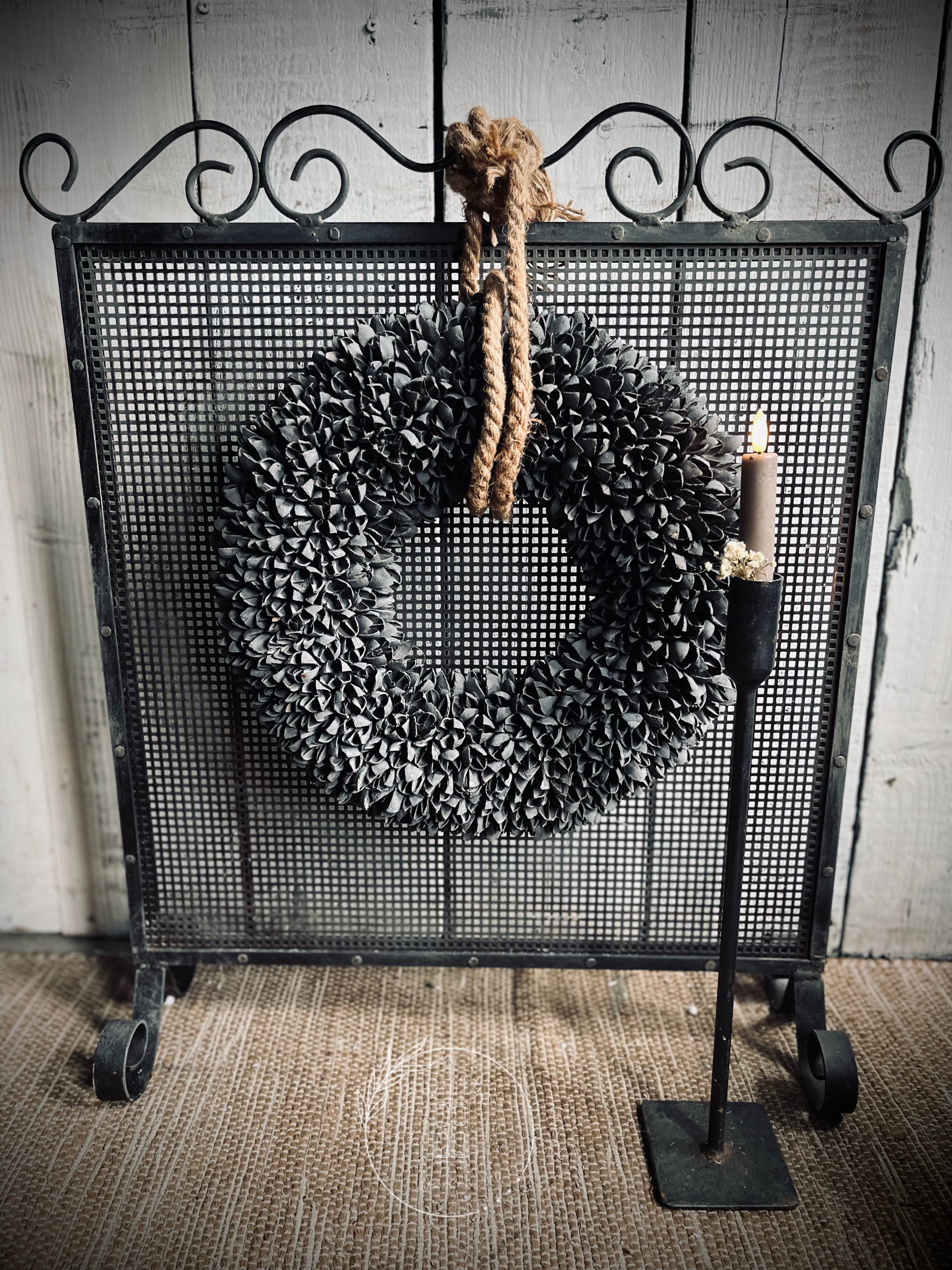 Stoer IJzeren haardscherm Old Black