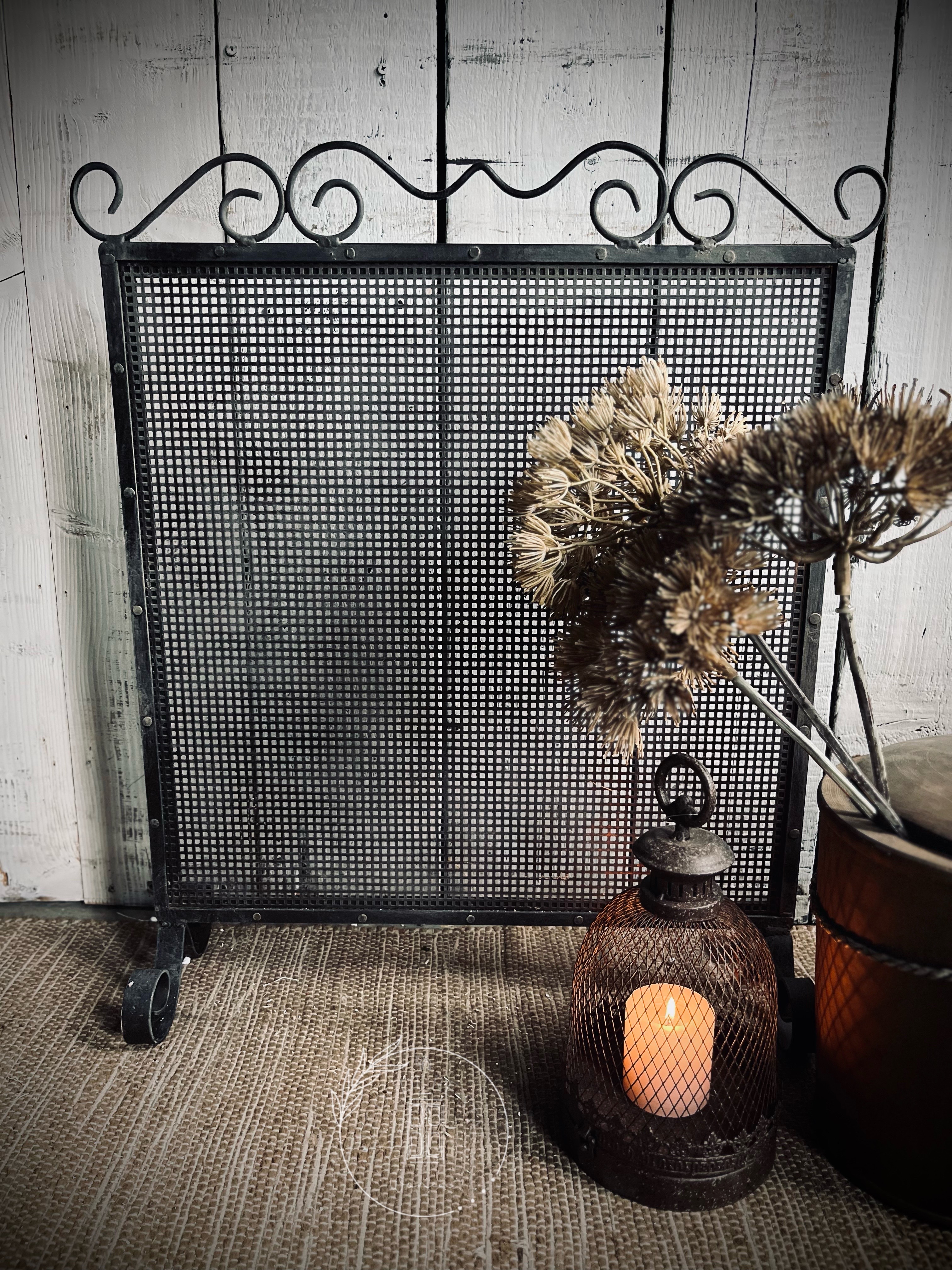 Stoer IJzeren haardscherm Old Black
