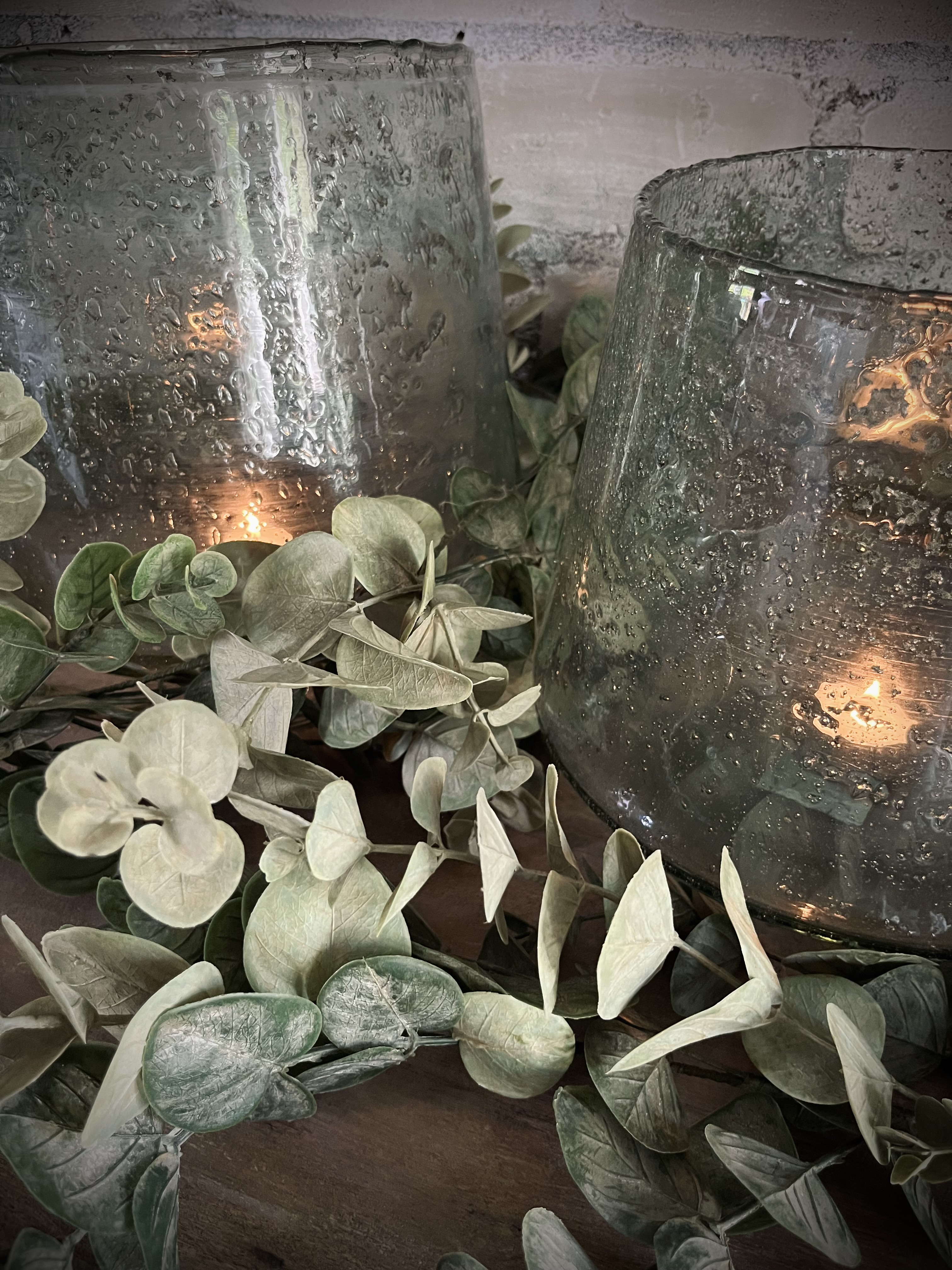 Windlicht bubbelglas transparant S