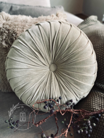 Kussen velvet rond  beige 40