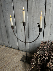 3-arms kandelaar roest bruin