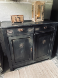 Antiekhouten Commode kast stoer zwart