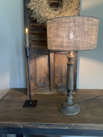 Houten tafellamp bruin/taupe 45