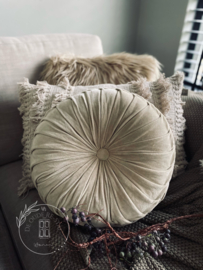 Kussen velvet rond  beige 40