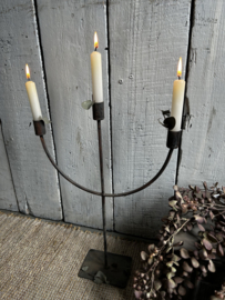 3-arms kandelaar roest bruin
