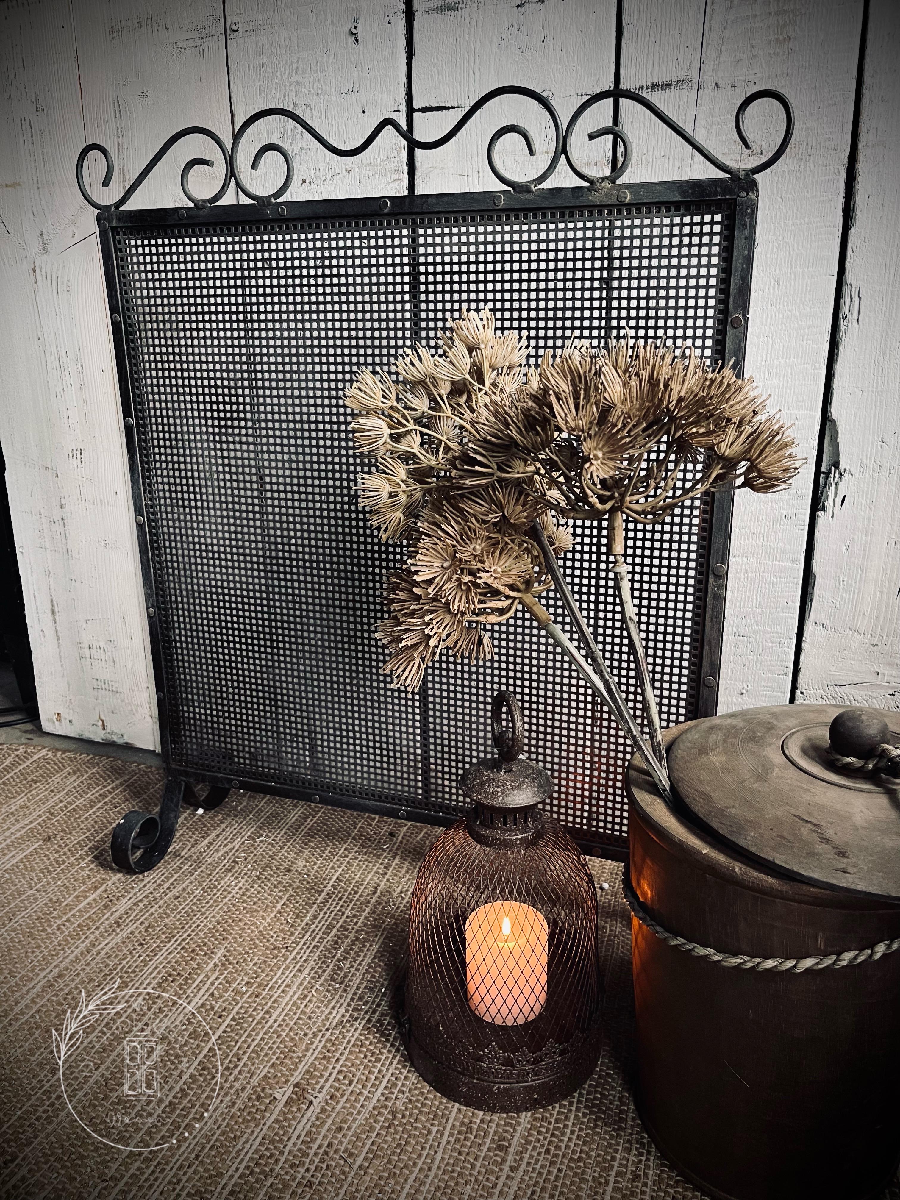 Stoer IJzeren haardscherm Old Black