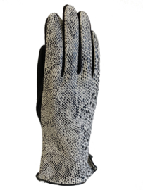 Daim look-a-like gloves zwart-wit