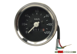 Speedometer black dial 120km/h 60mm