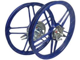 5 Star Alloy Cast Wheels set 16 / 17 Inch x 1.35 Complete Powdercoated Blue Puch Maxi Models