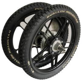 16 Inch 5 star alloy cast wheel set black complete Original! Puch Maxi
