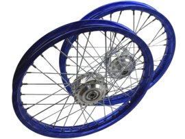Spaakvelg set 17 Inch 1.40 Breed Geanodiseerd Blauw - Gepolijst Rigida! Puch Maxi