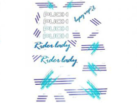Aufkleber Satz Blau Puch Rider Lady