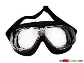 Piloten/oldtimer bril transparant zwart/chroom