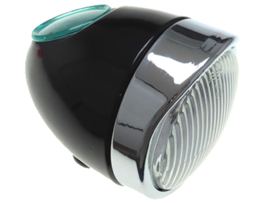 Headlight egg-headlight 102mm Black / Chrome Bottom mounting Puch Maxi