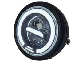 Koplamp Angel Eye LED Wit - Mat Zwart 165mm - 12 Volt Universeel
